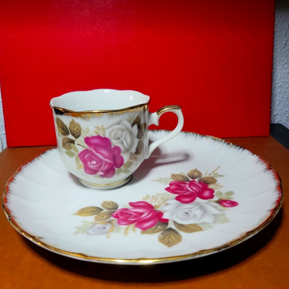 Vintage ROYAL CROWN bone china Teacup And Snack Plate Set-rare Find